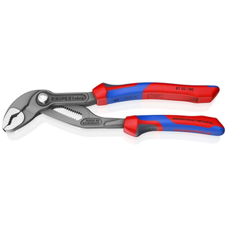 Knipex Cobra Hightech-Wasserpumpenzange, mit Mehrkomponenten-Hüllen, grau atramentiert 180 mm