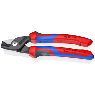 Knipex StepCut Kabelschere, mit Mehrkomponenten-Hüllen, brüniert, 160 mm