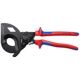 Knipex Kabelschneider (Ratschenprinzip) für stahlarmierte Kabel (SWA-Kabel), mit Mehrkomponenten-Hüllen, schwarz lackiert 315 mm