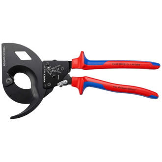 Knipex Kabelschneider (Ratschenprinzip, Dreigang), mit Mehrkomponenten-Hüllen, schwarz atramentiert 320 mm