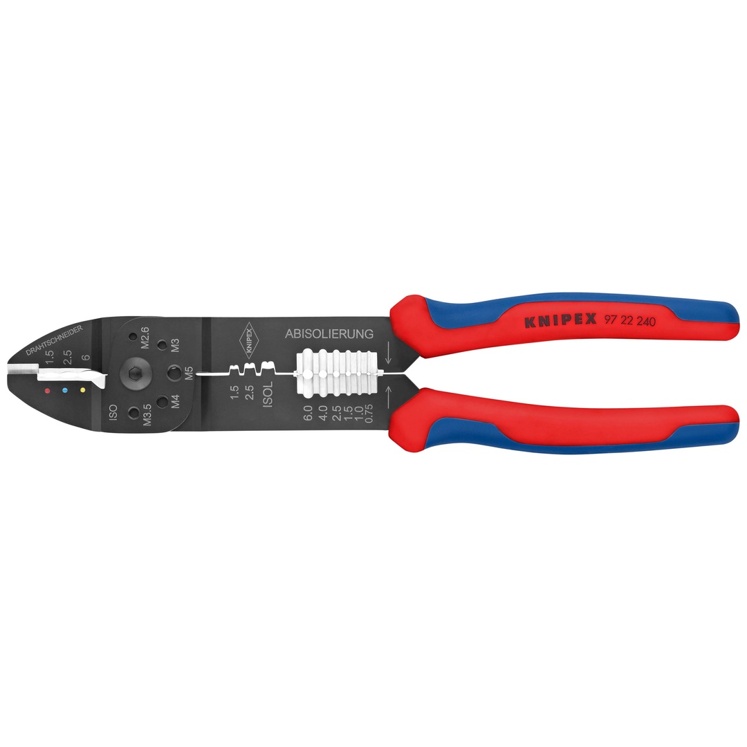 Knipex Crimpzange, mit Mehrkomponenten-Hüllen, schwarz lackiert 240 mm, Oval-Crimp, F-Crimp