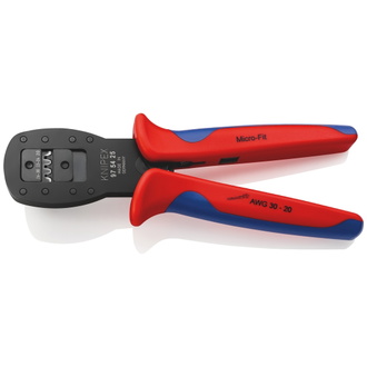Knipex Crimpzange für Miniaturstecker Parallelcrimp für Stecker der Serie Micro-Fit von Molex LLC, mit Mehrkomponenten-Hüllen, brüniert, 190 mm