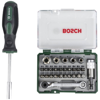 Bosch Mini-Ratschen-Set + Handschraubendreher, 27-tlg.