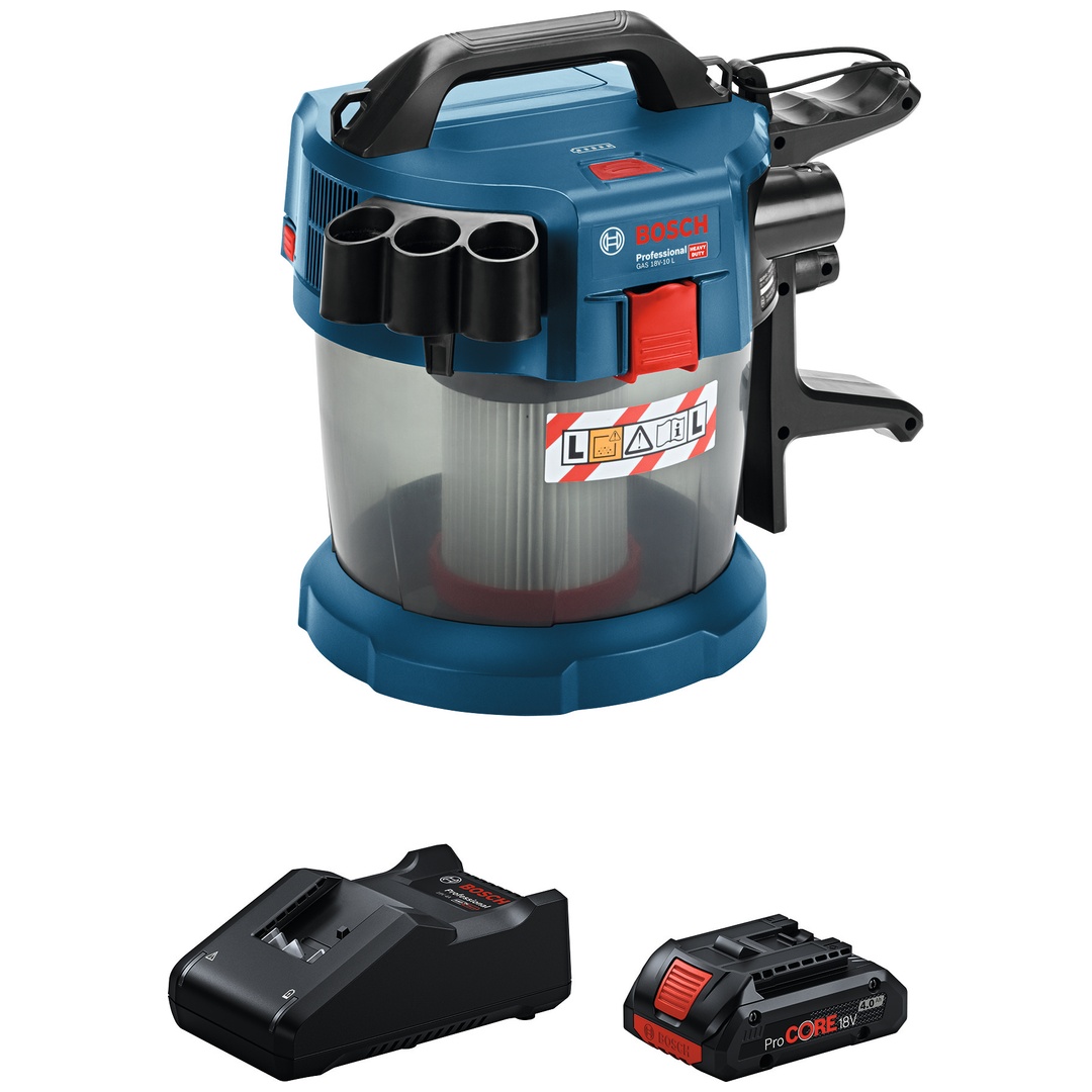 Bosch Professional Bosch Akku-Sauger GAS 18V-10 L, incl. 1x Akku ProCORE 4 Ah, Schnellladegerät