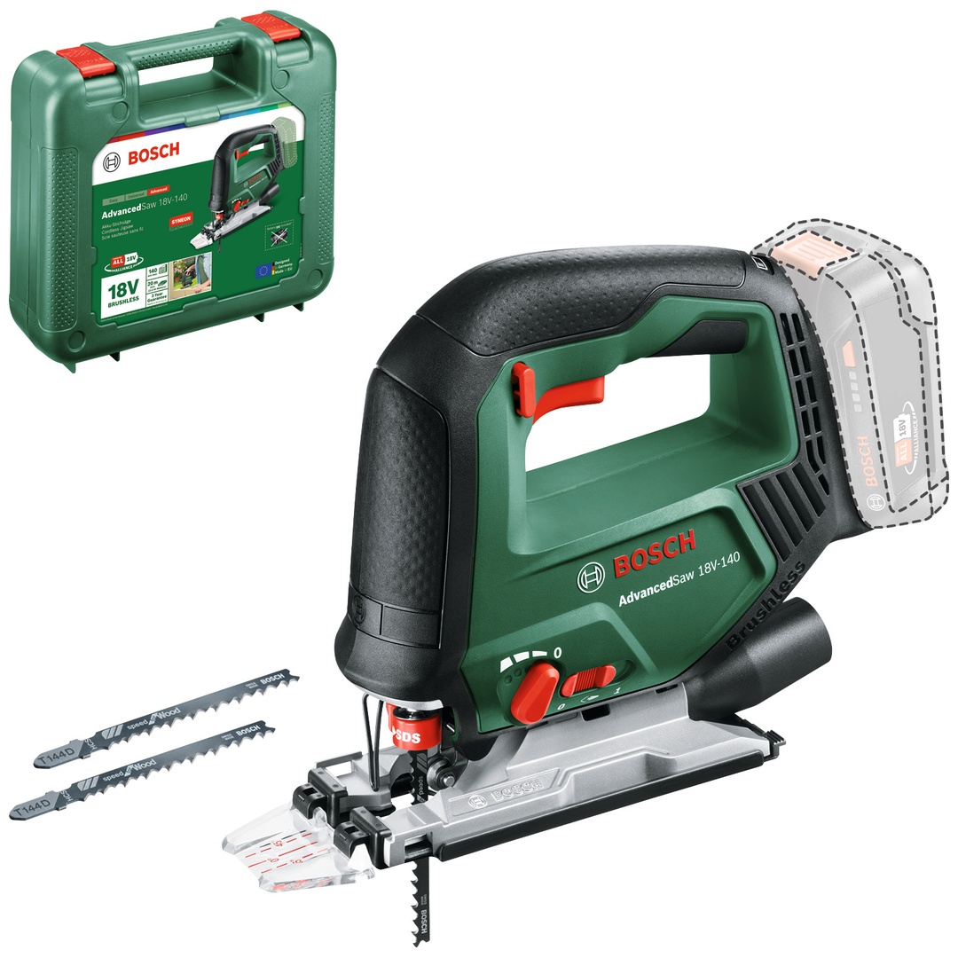 Bosch Akku-Stichsäge AdvancedSaw 18V-140, incl. Sägeblätter, Zubehör, Transportkoffer