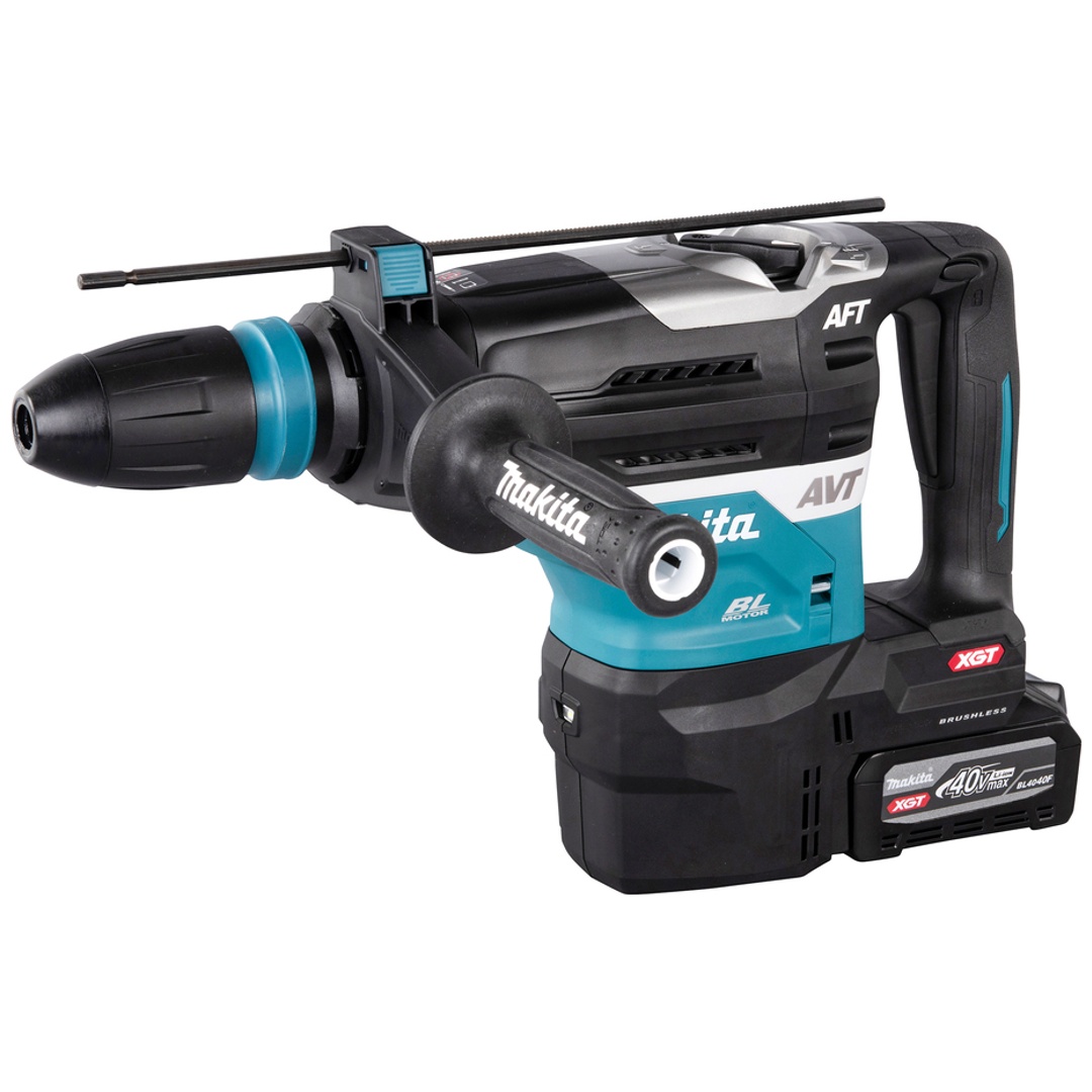 Makita Akku-Kombihammer 40 V HR005GU201, incl. 2x Akku XGT 4 Ah, Schnellladegerät, Zubehör, Transportkoffer