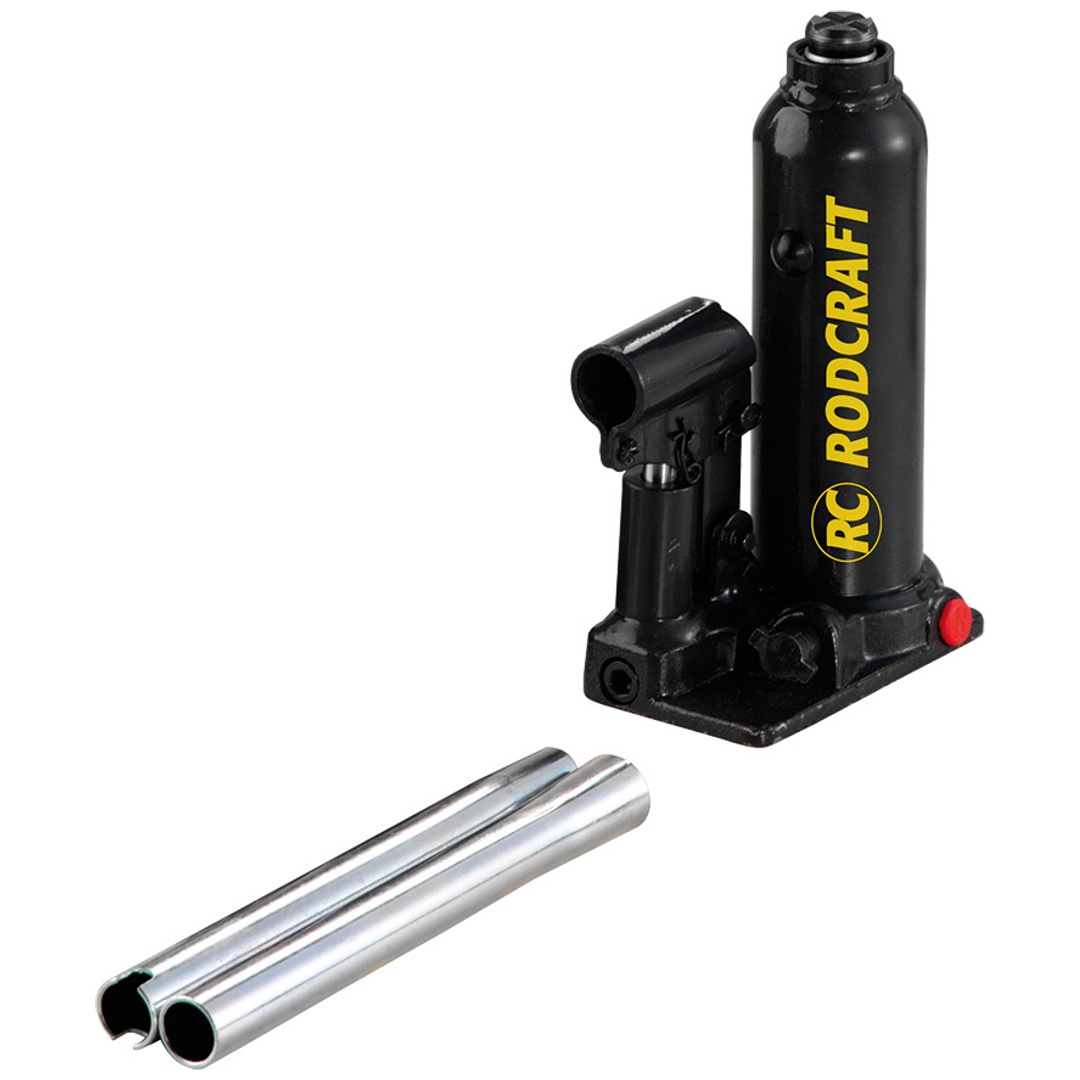 Rodcraft Flaschenwagenheber, hydraulischer Unterstellheber, Hubkraft 2 Tonnen, Hub 169 mm, Höhe (Min/Max): 178 x 347 mm, geschweißte Konstruktion, Übe