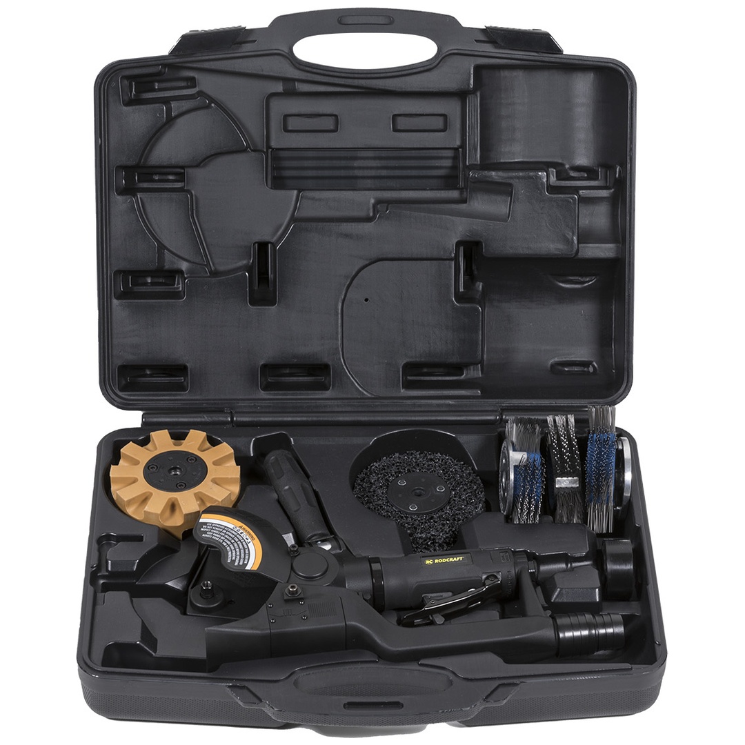 Rodcraft Werkzeug-Set RC7095K: Druckluft-MBX Multi-Schleifer RC7095, stufenlose Geschwindigkeitsregulierung, verstellbarer Handgriff, mit viel Zubehör