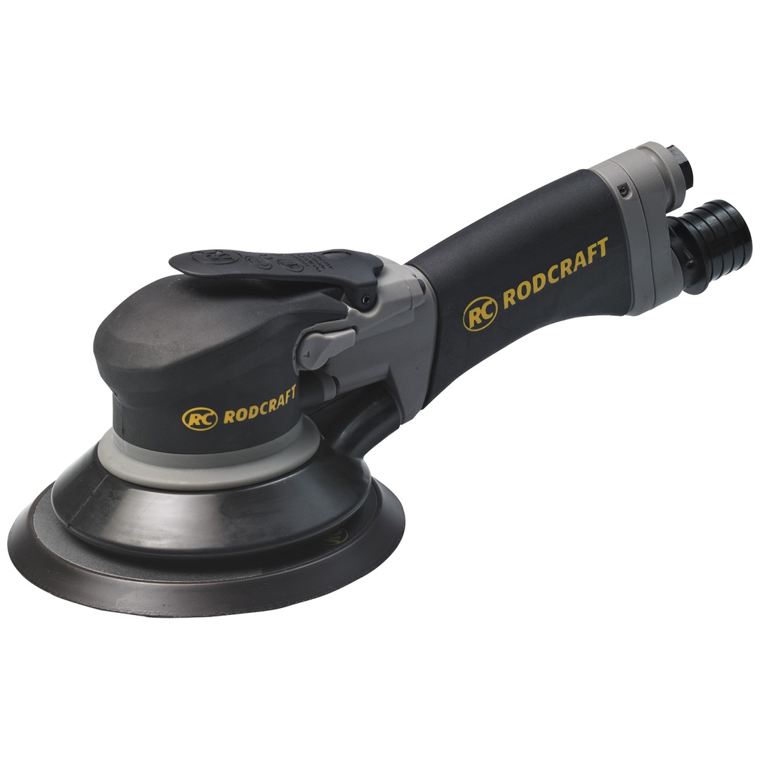 Rodcraft Druckluft-Exzenterschleifer RC7710V6-2H, Schleifteller-Ø 150 mm, Drehzahl 10000 U/min, 10 mm Hub, Zweihand-Version mit langem Griff