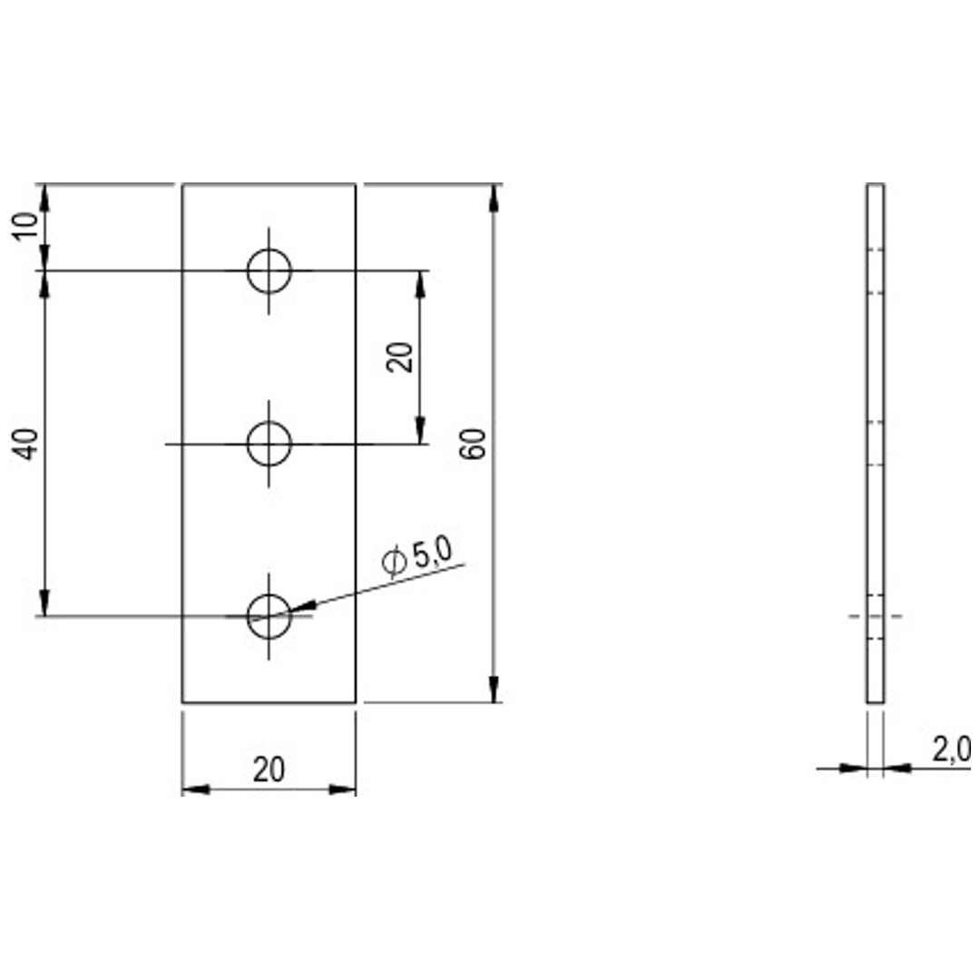 BB Stanz Flachverbinder 60 x 20 x 2 mm verzinkt