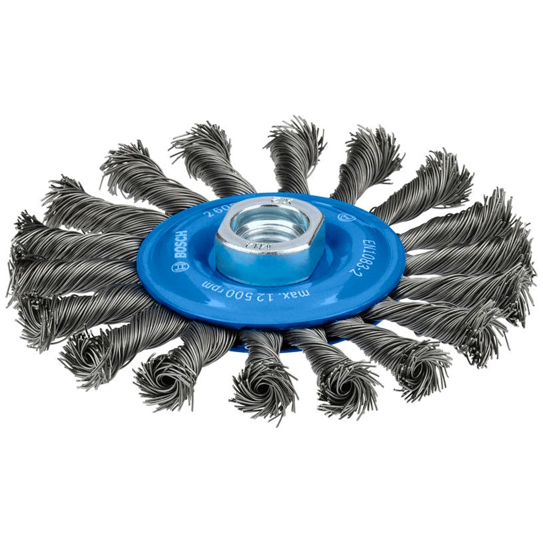 Bosch Metal heavy Scheibenbürste, 115 x 0,5 mm, M14, gezopft