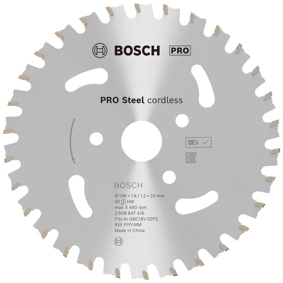 Bosch PRO Steel Kreissägeblatt 136 x 1,6/1,1 x 20, für Armierungsschneider