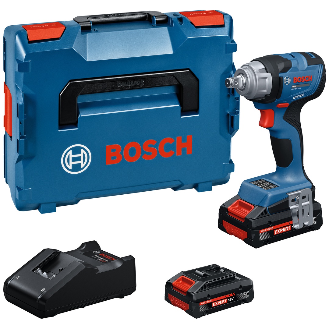 Bosch Professional Bosch Akku-Drehschlagschrauber GDS18V-330H, incl. 2x Akku EXBA18V 4 Ah, Ladegerät, L-BOXX