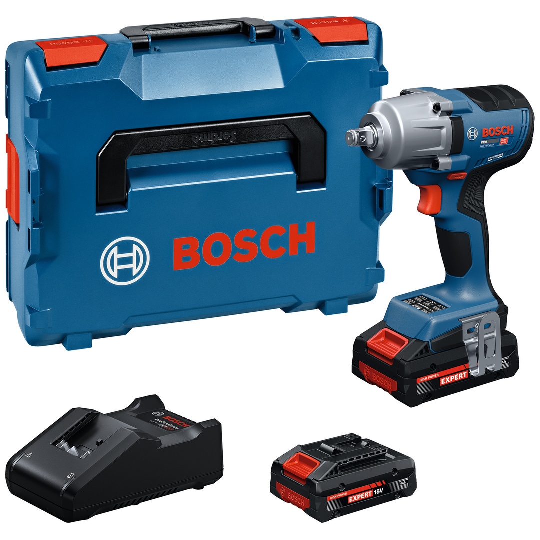 Bosch Professional Bosch Akku-Drehschlagschrauber GDS18V-450H, 2x Akku EXBA18V-40 in L-BOXX