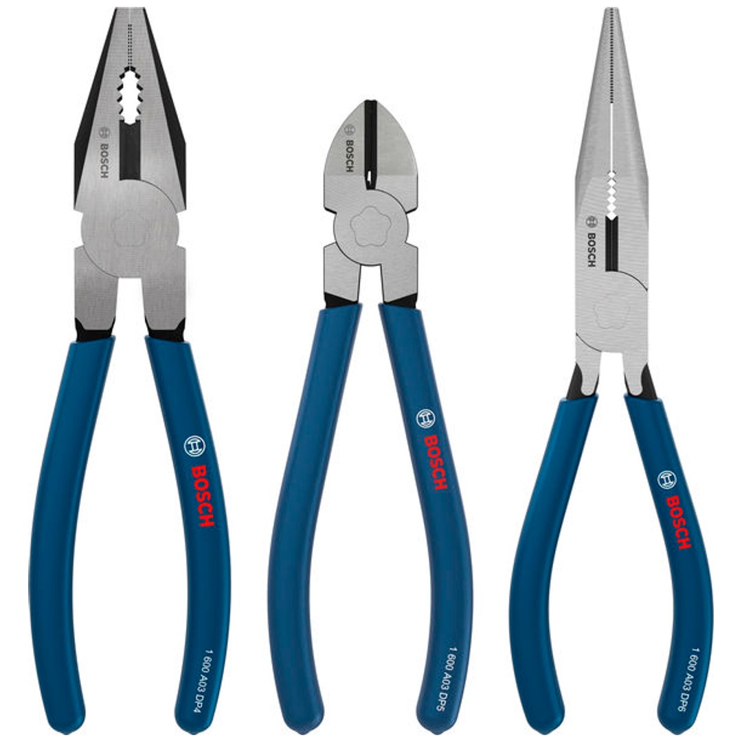 Bosch Zangen-Set, tauchbeschichtete, rutschfeste Griffe, 3-tlg.