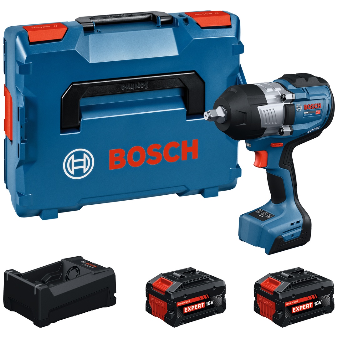 Bosch Professional Bosch Akku-Schlagschrauber GDS18V-1400, incl. 2x Akku EXBA18V-55, Ladegerät, L-BOXX