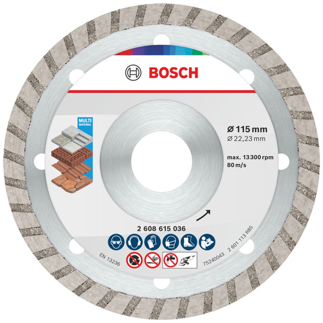 Bosch Multi Material Turbo Diamond Trennscheibe, 115 x 22.23 x 7 mm, 10 Stk.
