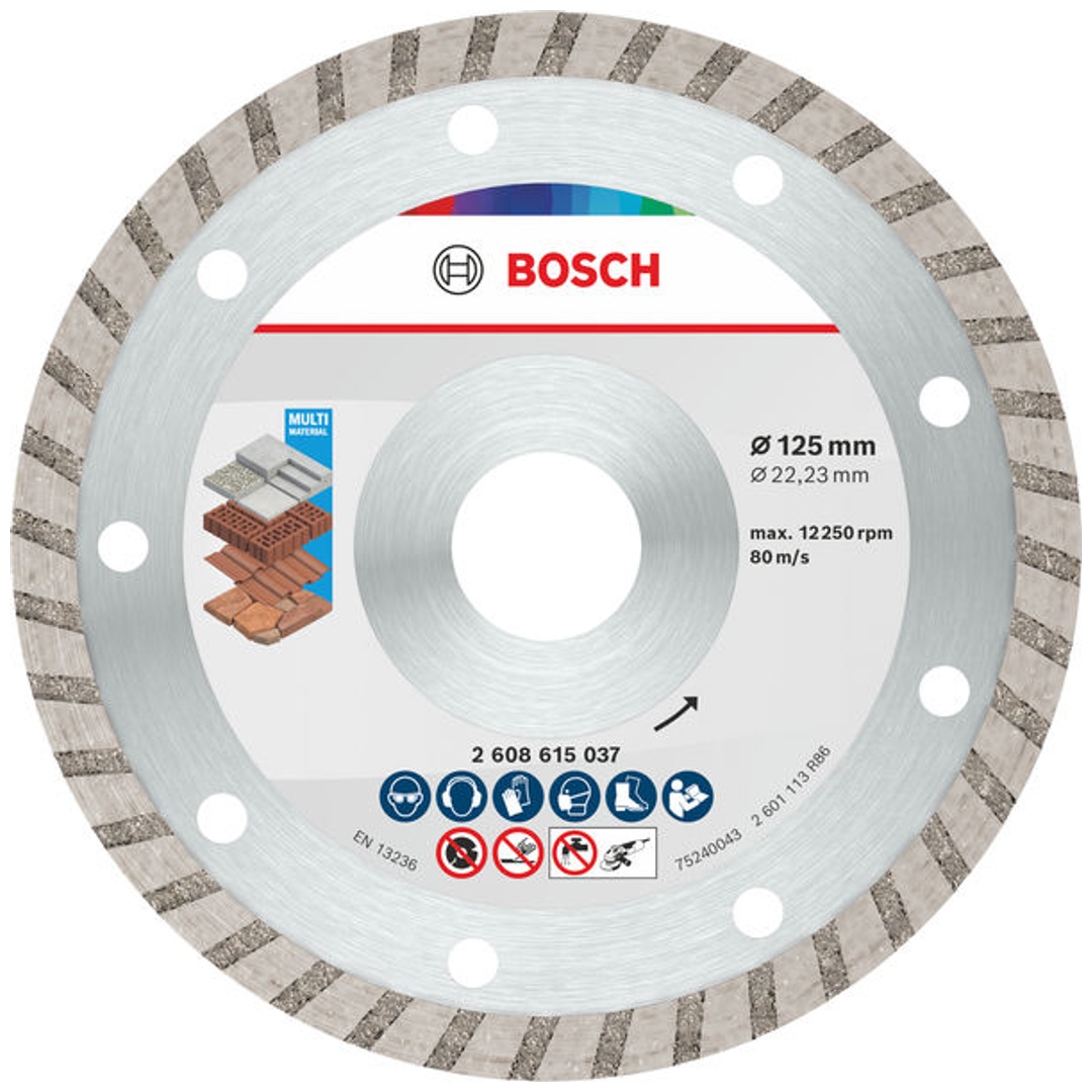 Bosch Multi Material Turbo Diamond Trennscheibe, 125 x 22.23 x 7 mm, 10 Stk.