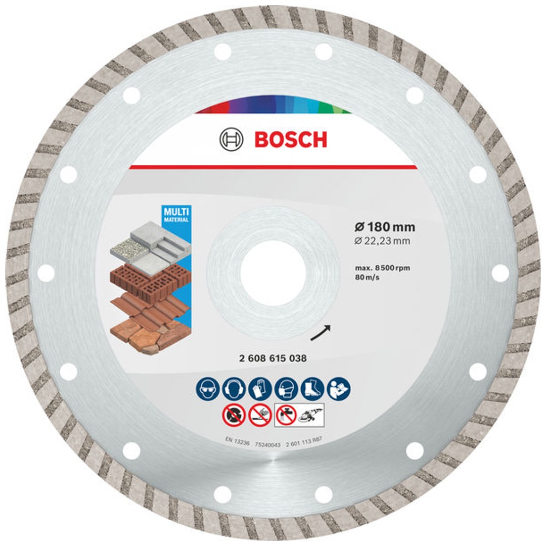 Bosch Multi Material Turbo Diamond Trennscheibe, 180 x 22.23 x 7 mm