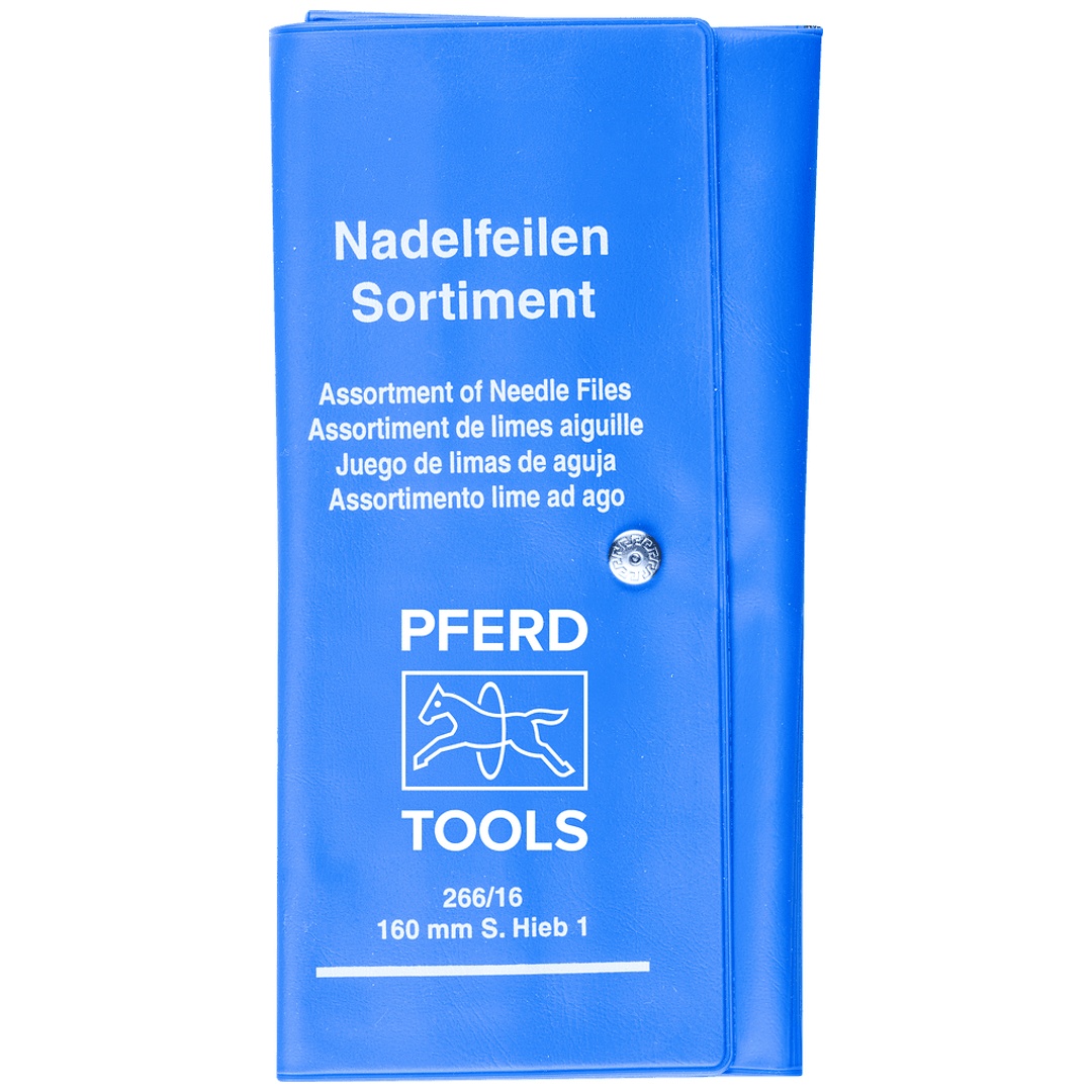 PFERD TOOLS Präzisions-Nadelfeilen-Set 12-tlg. in Rolltasche 160 mm Schweizer Hieb 2, mittel-fein