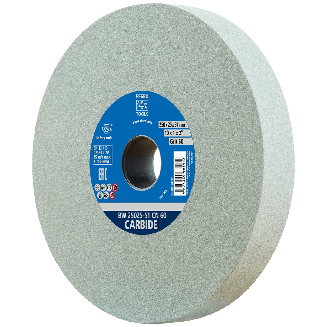 PFERD TOOLS Schleifbockscheibe Ø 250x25 mm Bohrung-Ø 51 mm SiC60 für harte Materialien z.B. Hartmetall