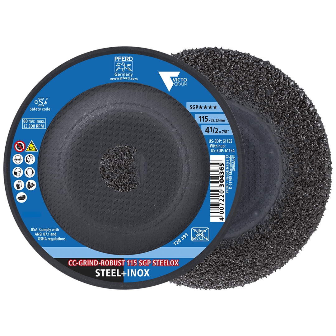 PFERD TOOLS CC-GRIND ROBUST Schleifscheibe 115x22,23 mm Speziallinie SGP STEELOX für Stahl/Edelstahl (POS 2)