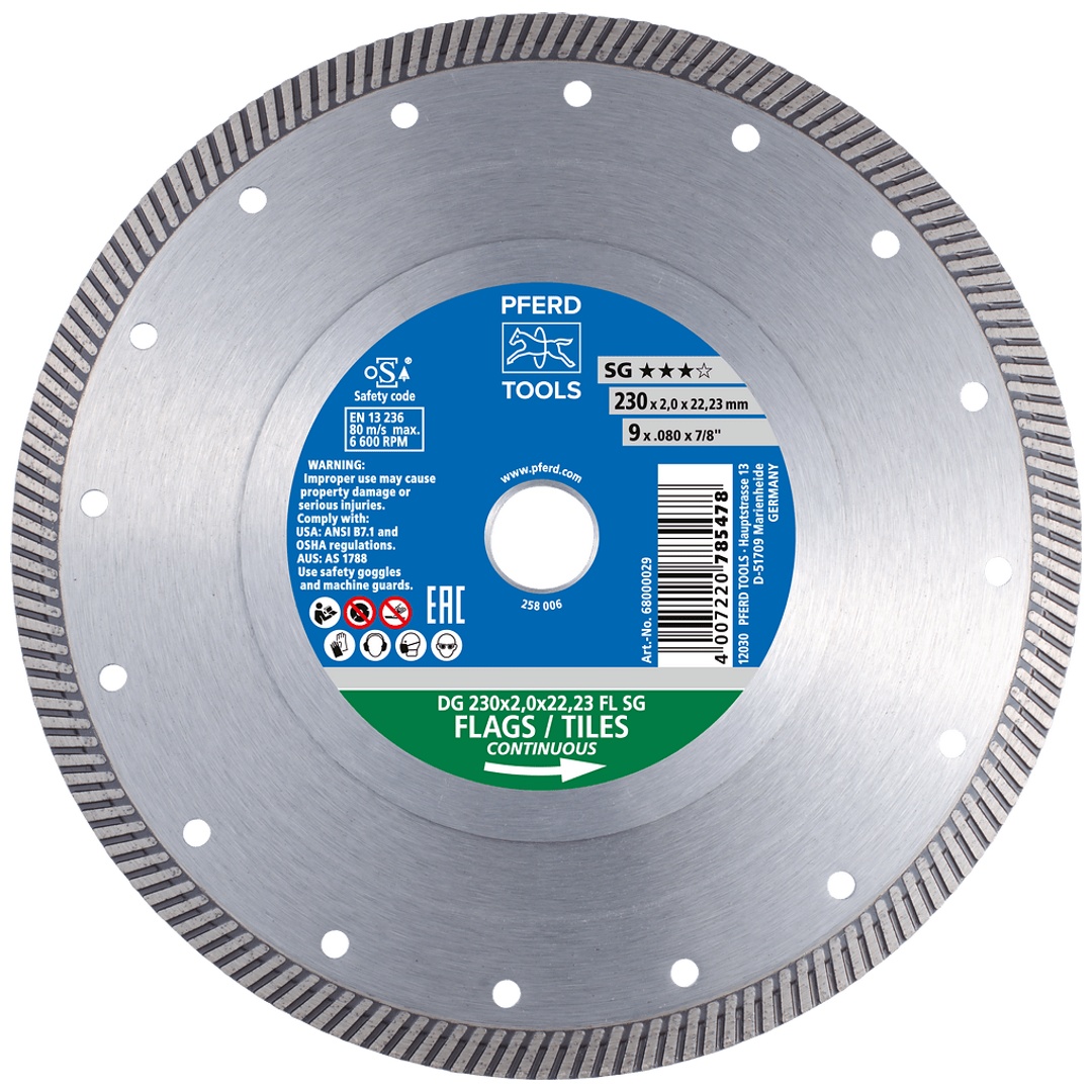 PFERD TOOLS Diamant-Trennscheibe DG FL 178x2,0x22,23 mm SG z. Trennen v. Fliesen, hohe Schnittqualität