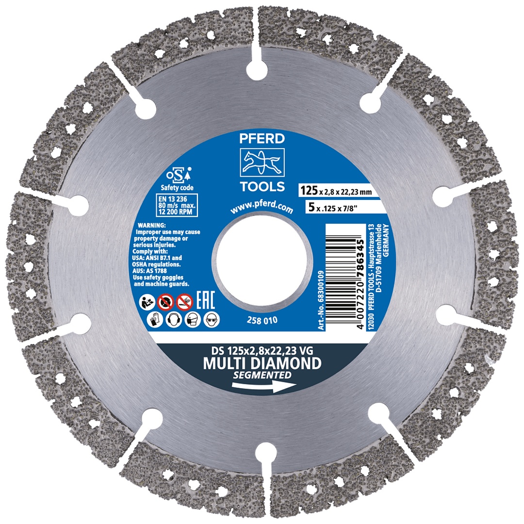 PFERD TOOLS Diamant-Trennscheibe DS 180x3,1x22,23 mm Vakuumgelötet für schnelles Trennen verschiedenster Materialien