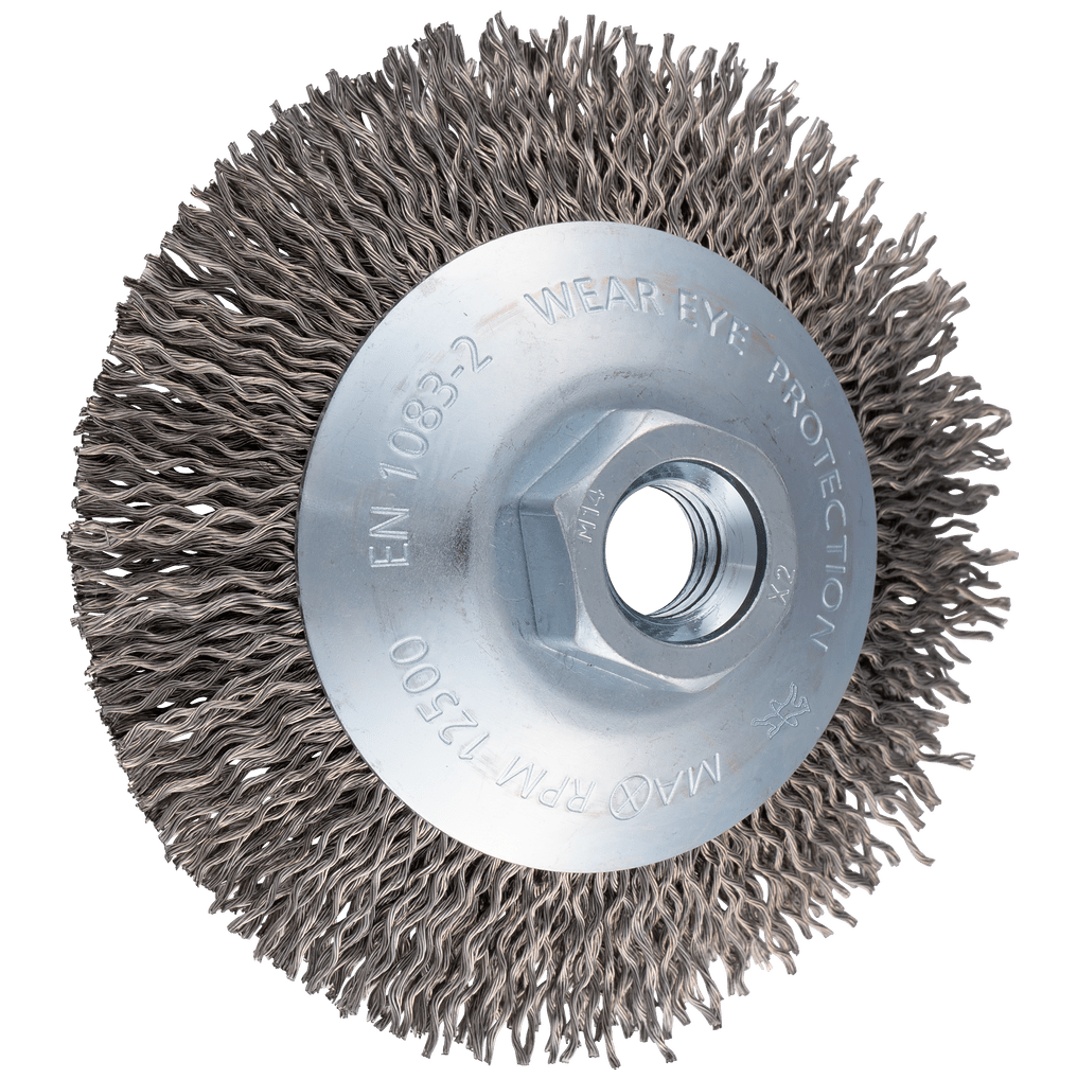 PFERD TOOLS Kegelbürste ungezopft KBU Ø 100x10mm M14 Edelstahl-Litzen-Draht-Ø 0,25 mm Winkelschleifer