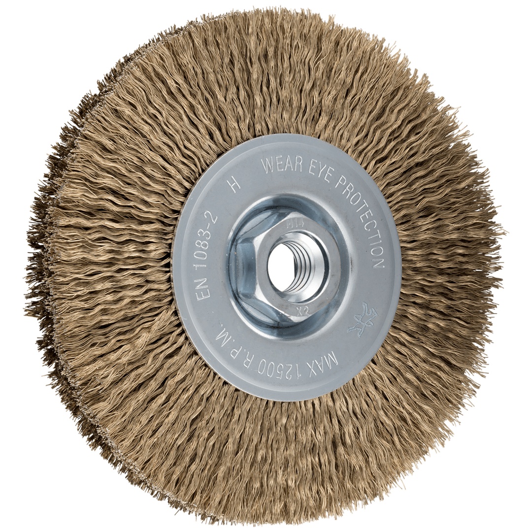 PFERD TOOLS Rundbürste ungezopft RBU Ø 125x15 mm M14 vermessingter Stahl-Litzen-Draht-Ø 0,20 mm Winkelschleifer