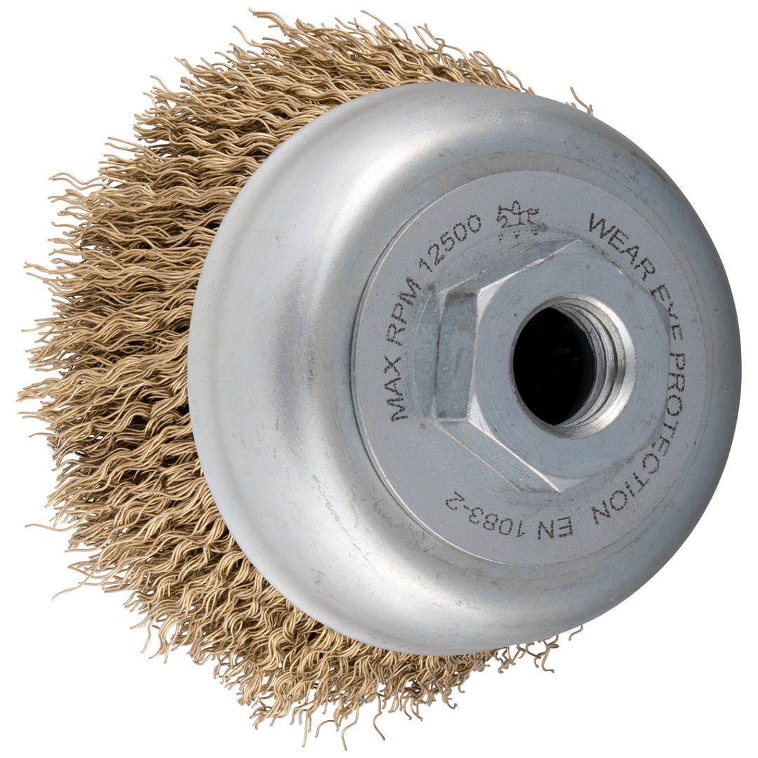 PFERD TOOLS Topfbürste ungezopft TBU Ø 60 mm M14 vermessingter Stahl-Litzen-Draht-Ø 0,25 mm Winkelschleifer
