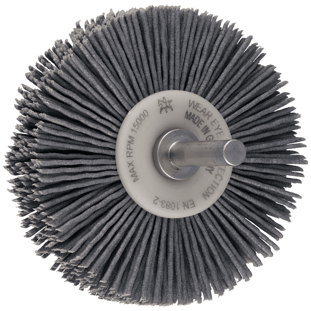 PFERD TOOLS INOX-TOTAL Rundbürste ungezopft RBUIT Ø70x15 mm Schaft-Ø6 mm SiC-Filament-Ø0,90 mm Korn 180 Kunststoffseitenscheiben