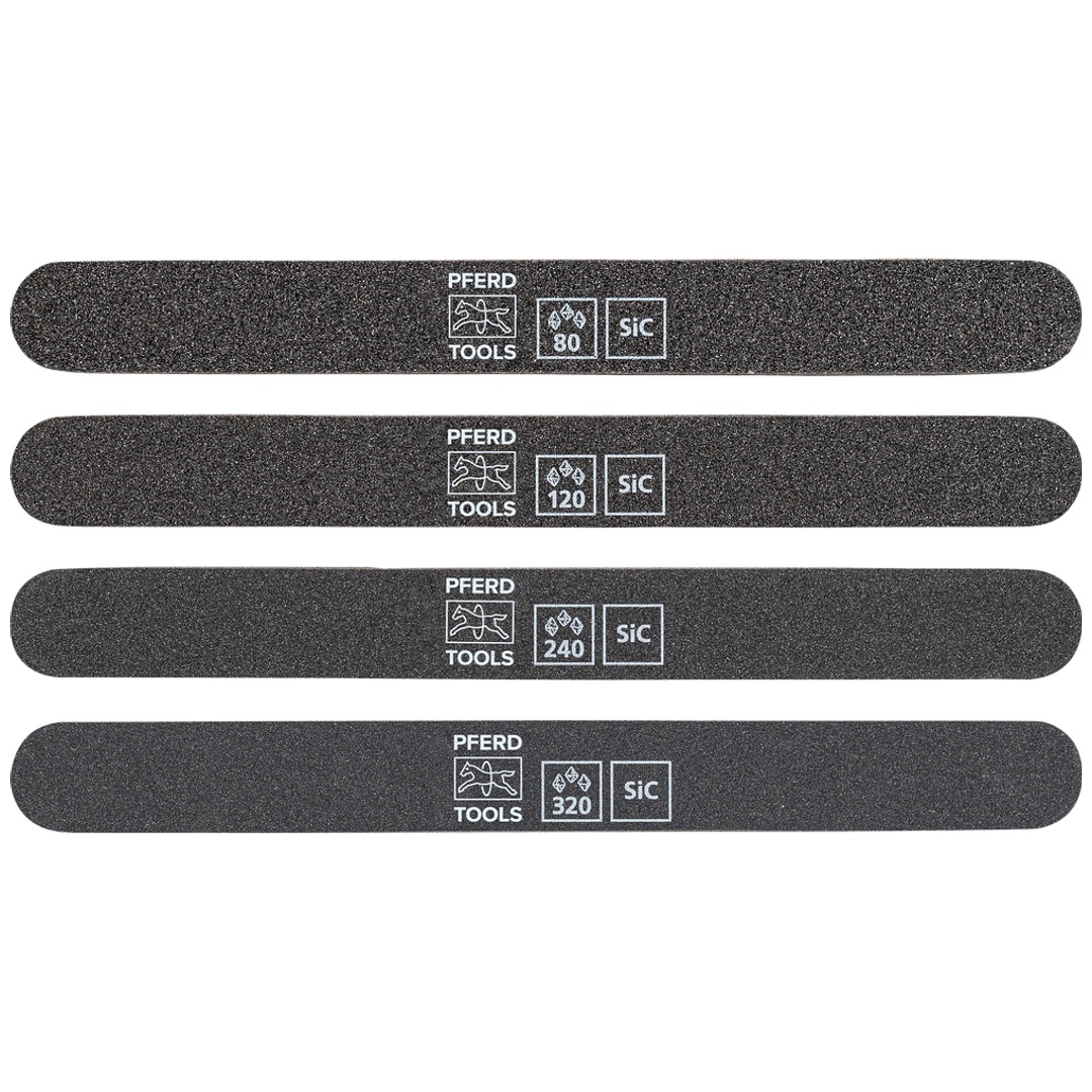 PFERD TOOLS Schleiffeilen-Set 4tlg. SF-R 180x19x5mm SIC 80, 120 , 240, 320 für Feinschliff & Finish