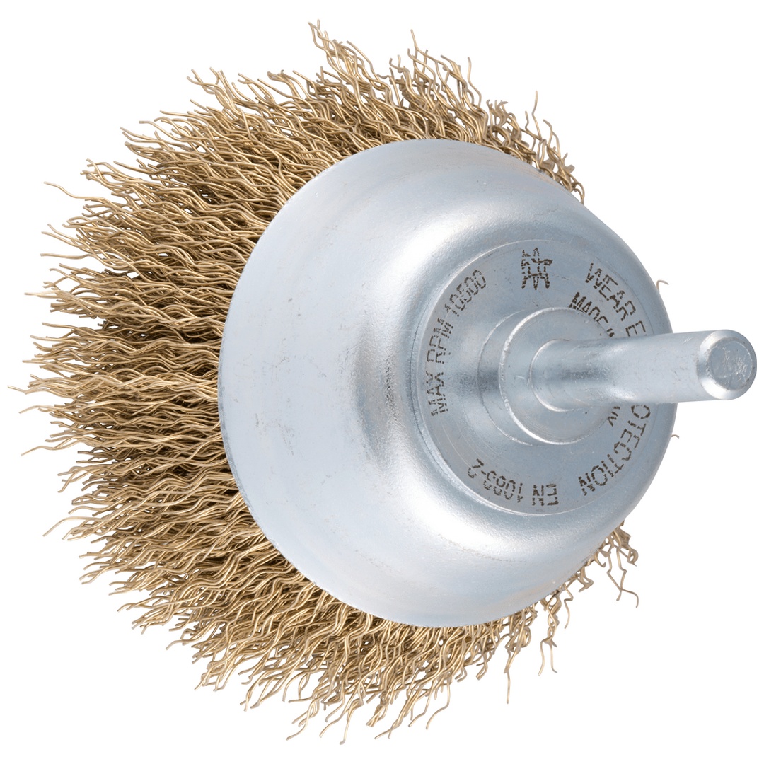 PFERD TOOLS Topfbürste ungezopft TBU Ø50 mm Schaft-Ø6 mm vermessinter Stahl-Litzen-Draht-Ø0,25 mm
