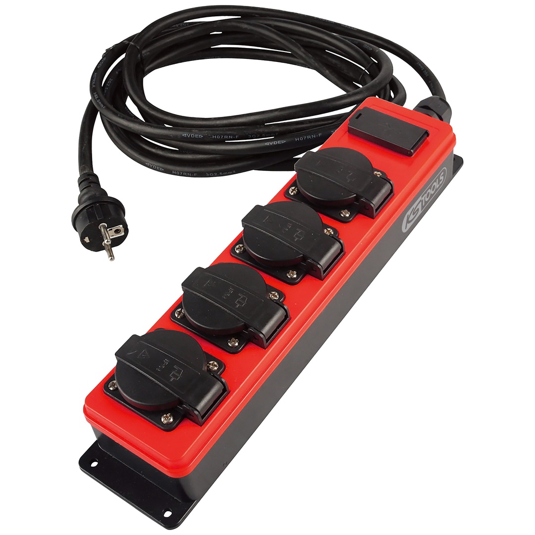 KS Tools Steckdosenleiste mit 4 Steckdosen + 2 USB-Anschlüssen, L 5 m