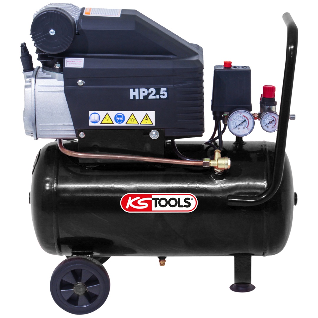 KS Tools Kompressor mit 25-Liter-Tank - 8 bar - 2,5 PS - 220 V, einphasig