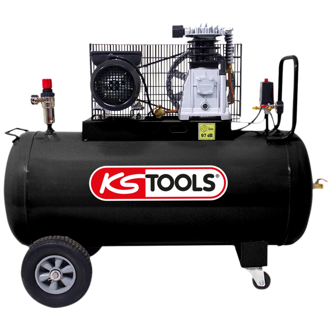 KS Tools Kompressor mit 100-Liter-Druckbehälter - 10 bar - 3 PS - 220 V einphasig