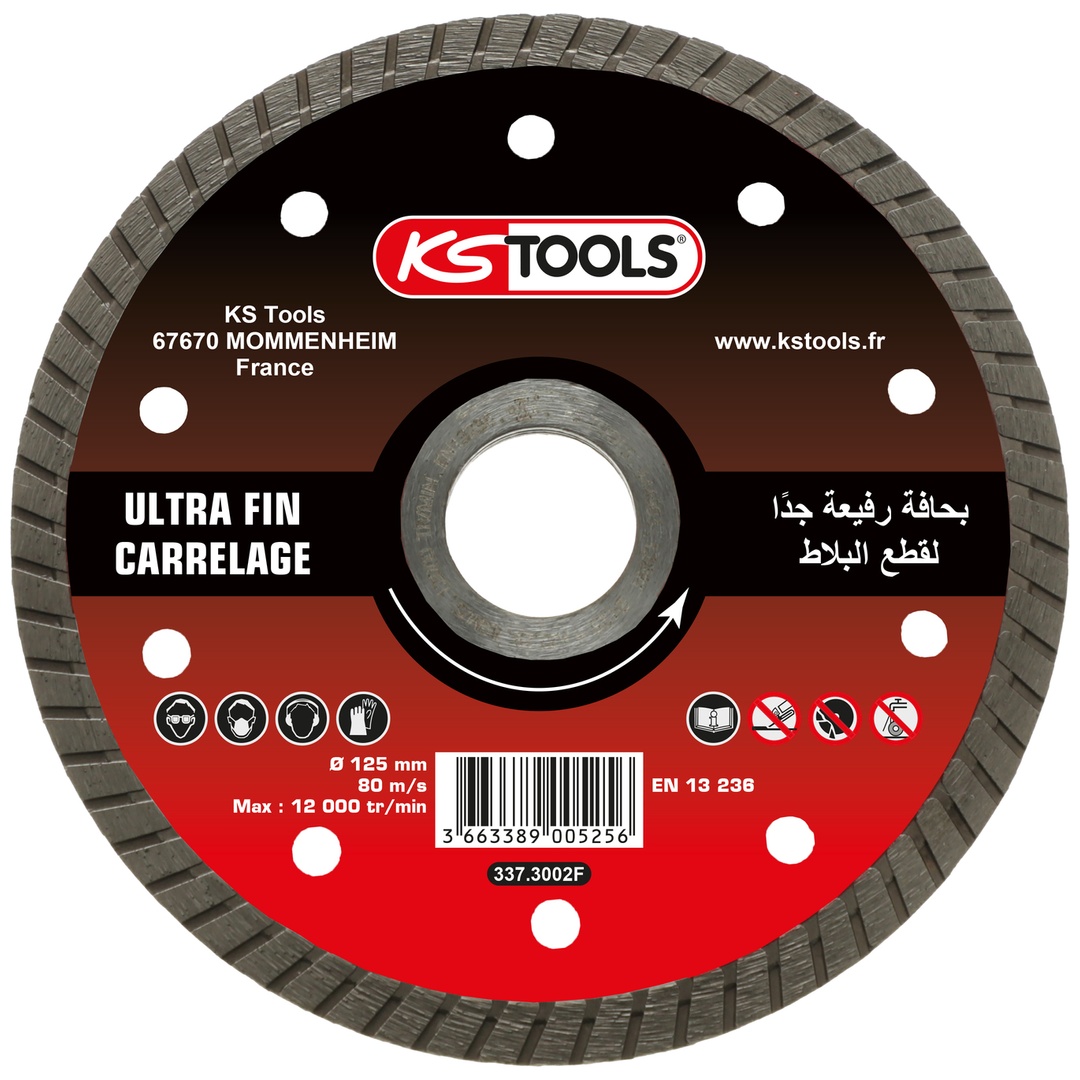 KS Tools Ultradünne Diamantscheibe für Fliesen (PCW), Durchmesser 125 mm, Bohrung 22,23 mm