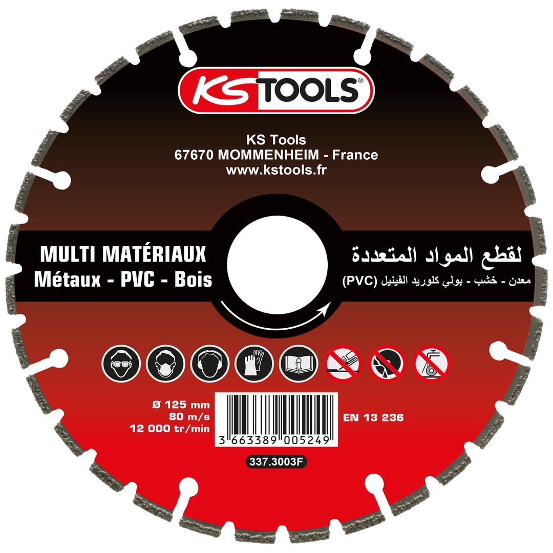 KS Tools Diamantscheibe für Metall, PVC und Holz (AVR), Durchmesser 125 mm, Bohrung 22,23 mm