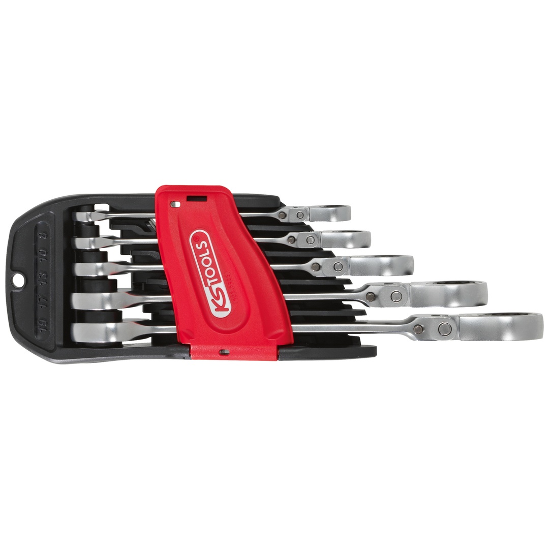 KS Tools 5-tlg. Set mit GEARplus-Ratschenschlüsseln mit schwenkbarem Kopf und Arretierung