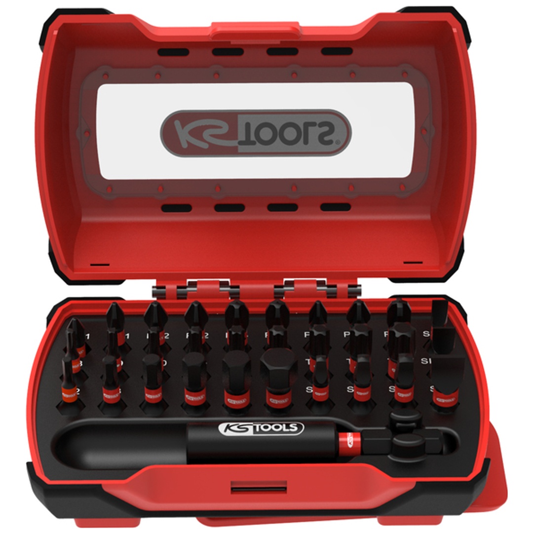 KS Tools Mini-Set mit 31-tlg.en 1/4-Zoll-Schlagschraubendreher-Bits, Länge 25 mm
