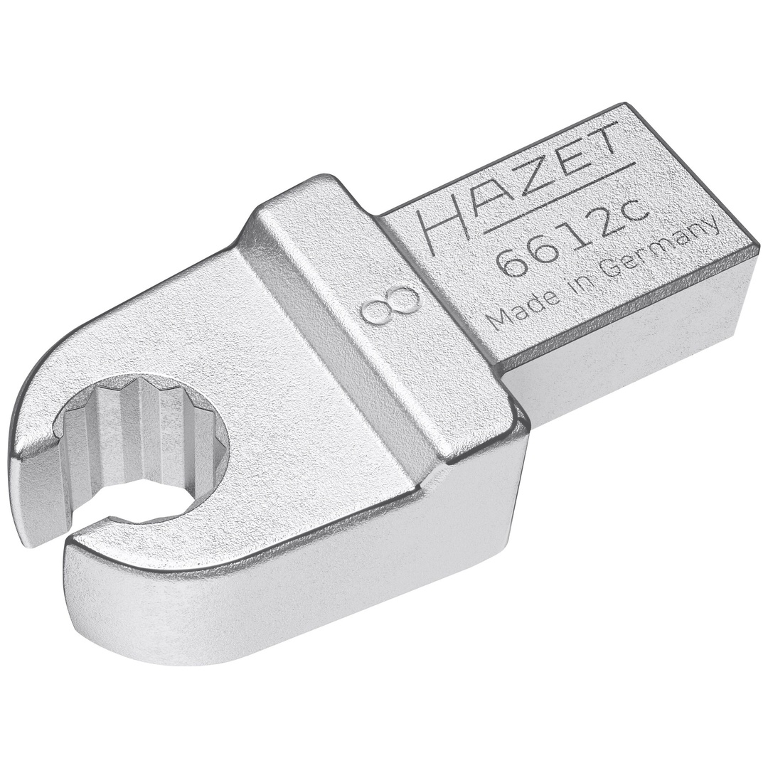 Hazet Einsteck-Ringschlüssel, offen, 9 x 12 mm Einsteck-Vierkant massiv, Außenprofil Doppelsechskant, SW 8 mm