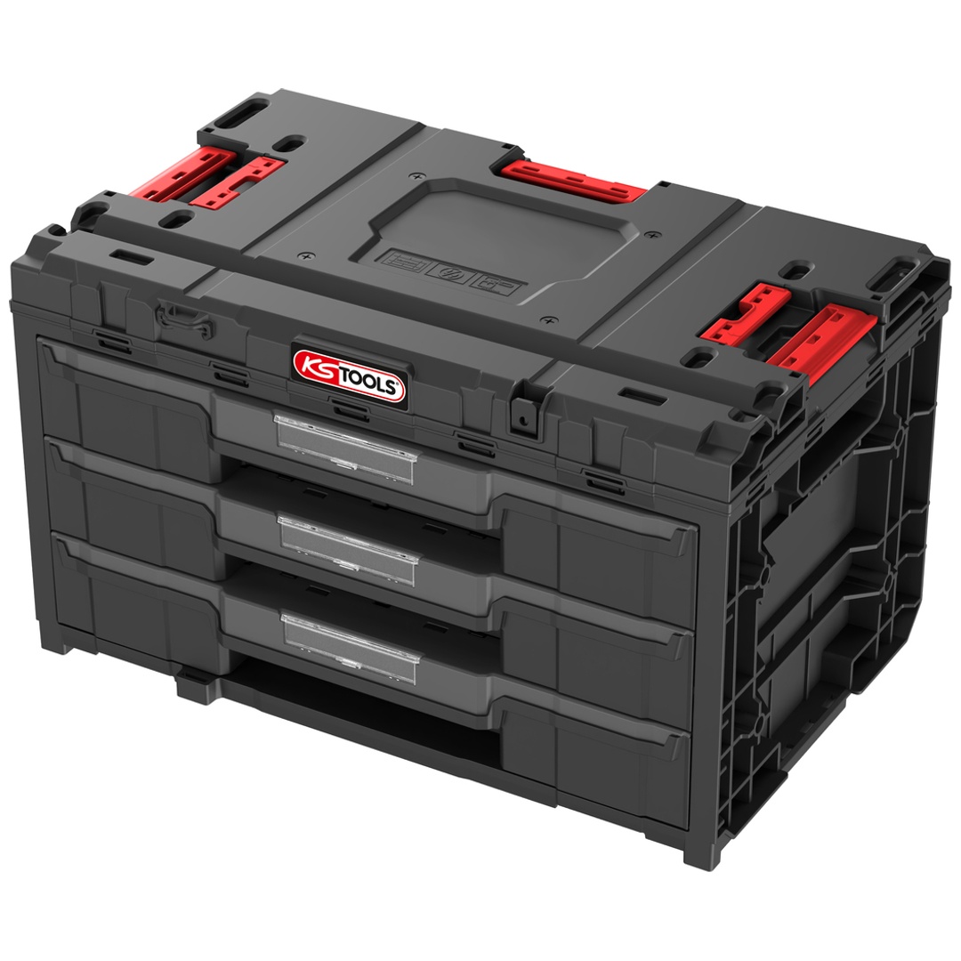 KS Tools SCM-Kiste mit 3 Schubladen, 9 herausnehmbaren Trennwänden und 21 Bechern