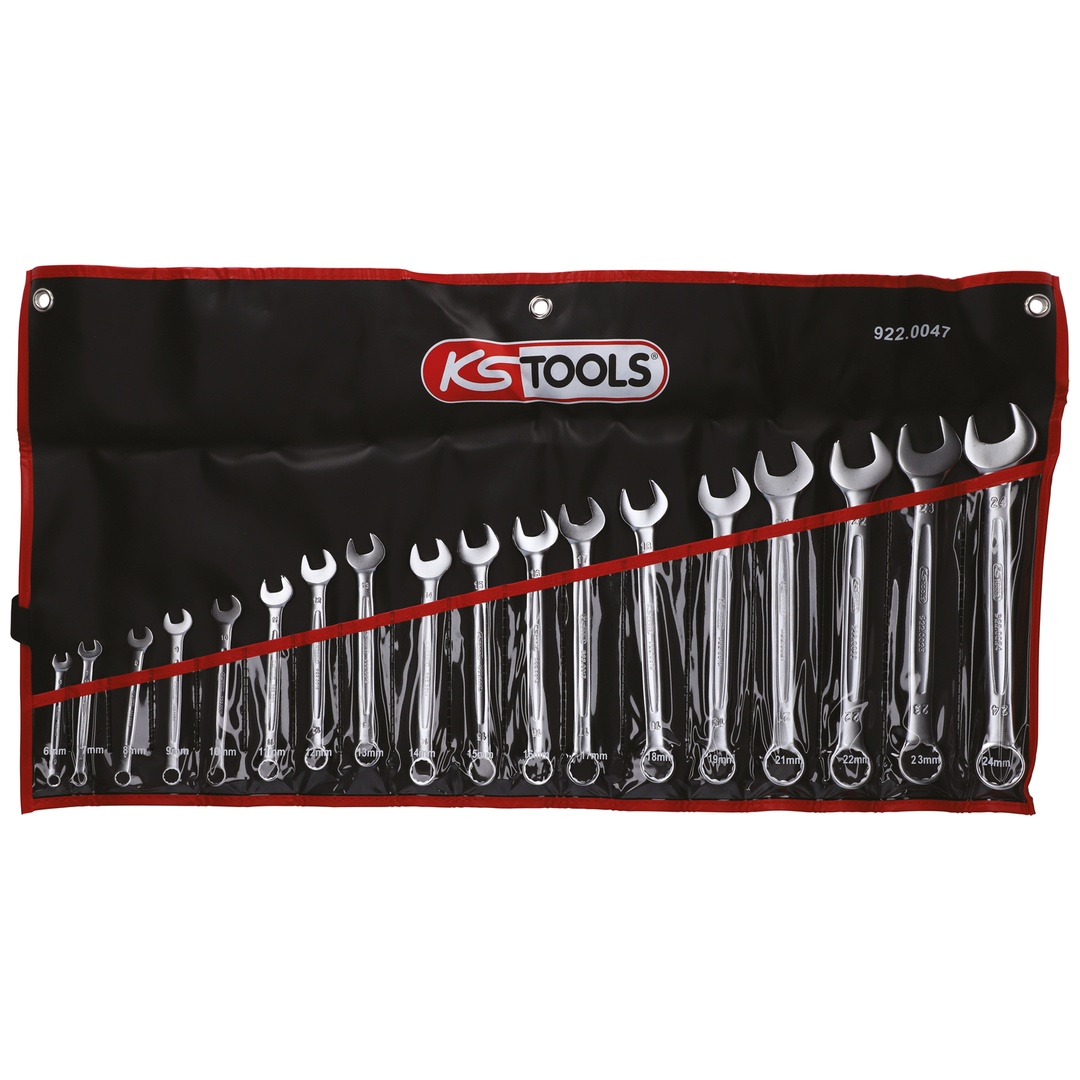 KS Tools Satz mit 18 metrischen Ring-Maulschlüsseln, 6 bis 24 mm