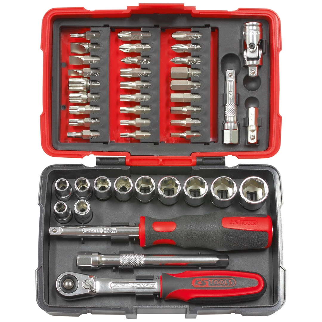 KS Tools ULTIMATE-Steckschlüssel- und Zubehörset 1/4, 44-tlg.
