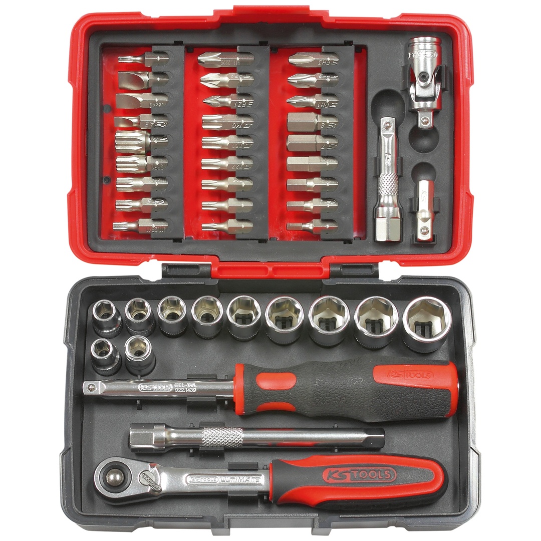 KS Tools ULTIMATE-Steckschlüsselsatz und Zubehör in Zoll, 1/4, 44-tlg.