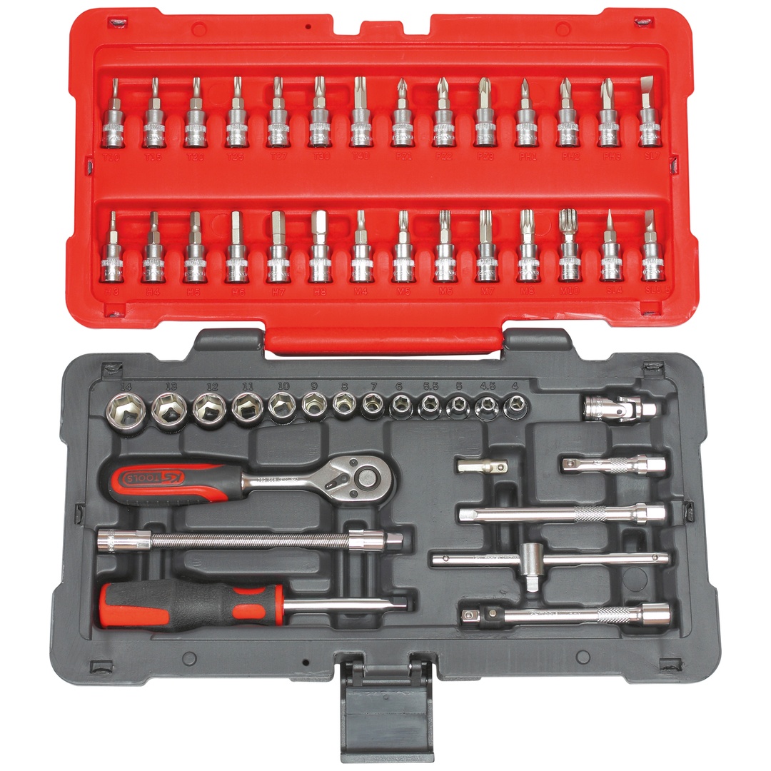 KS Tools ULTIMATE-Steckschlüssel- und Zubehörset 1/4, 50-tlg.