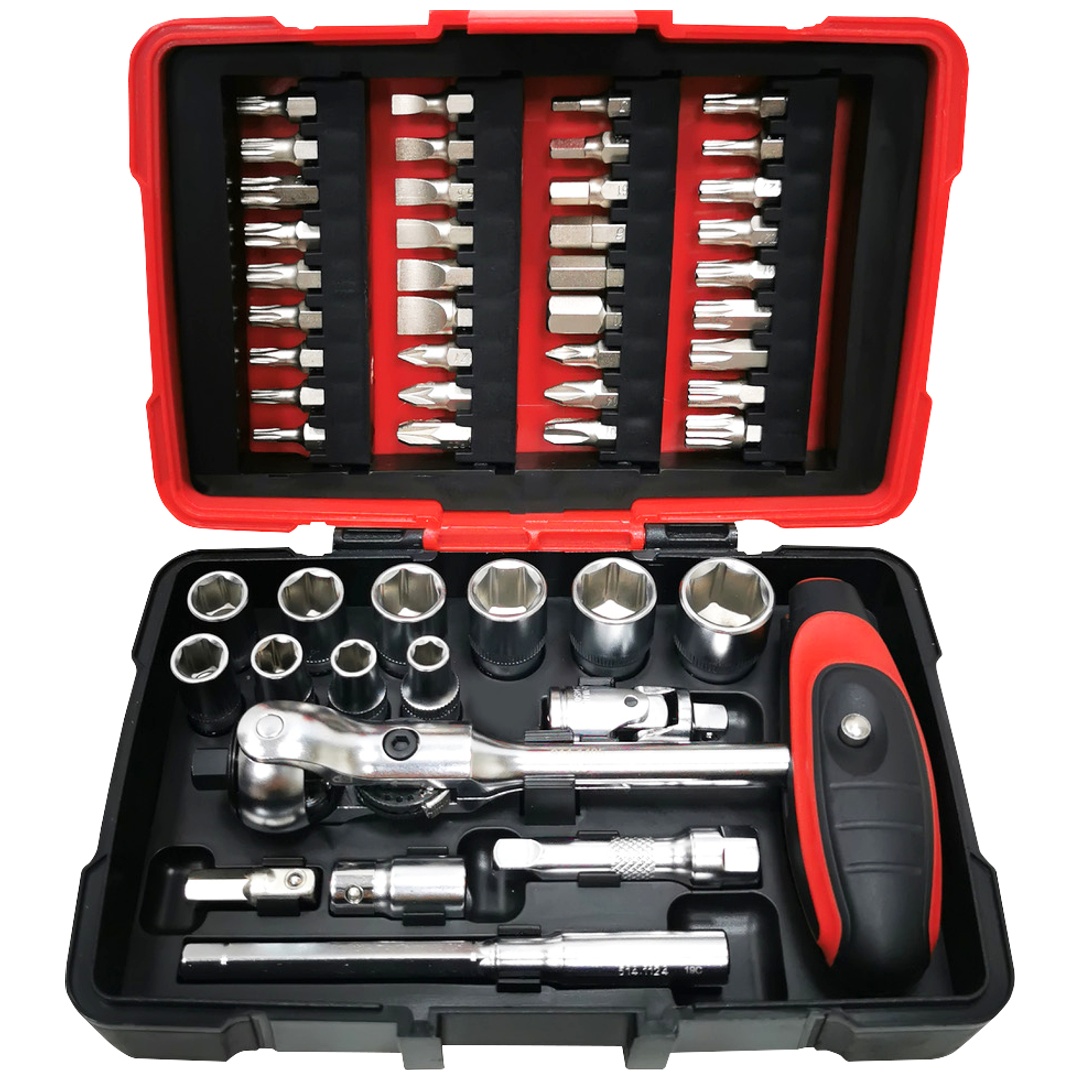 KS Tools ULTIMATE 1/4-Zoll-Steckschlüssel- und Bitsatz mit MODIFIX-Ratsche, 52-tlg.