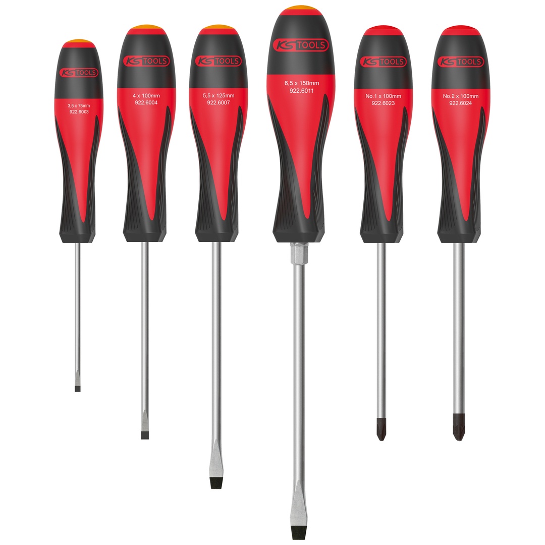 KS Tools 6er-Set ULTIMATE-Schraubendreher, Schlitz - PH