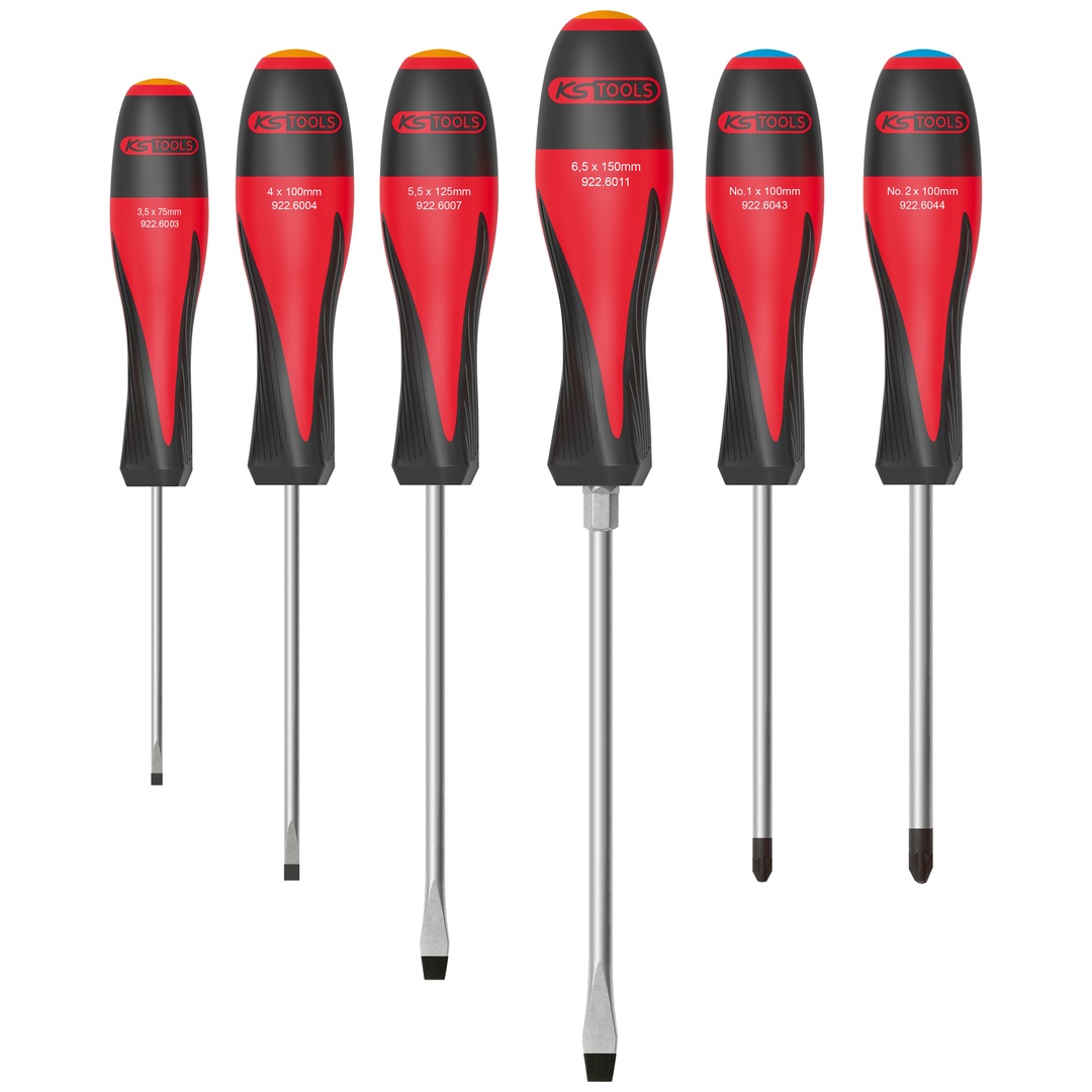 KS Tools 6er-Set ULTIMATE-Schraubendreher, Schlitz - PZ